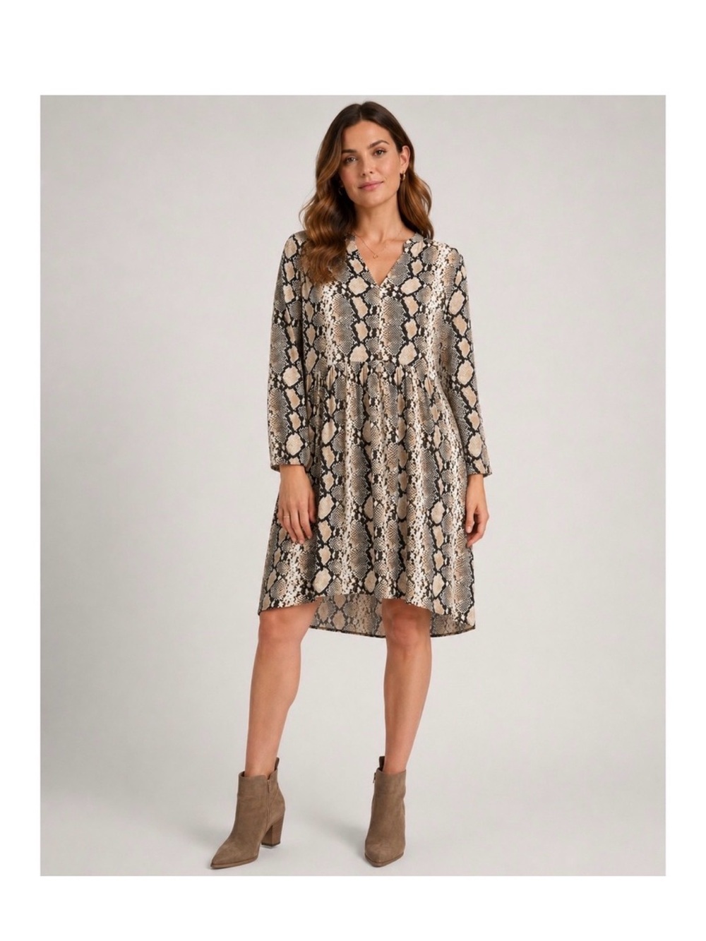 Maeve Brown & Cream Snake-Print dress